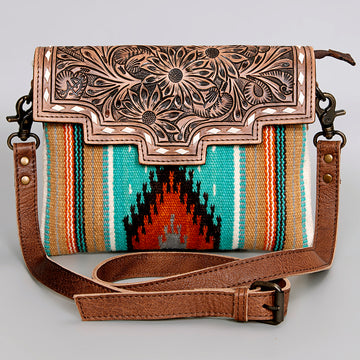American Darling Cross Body Hand Tooled Saddle Blanket Genuine Leather Western Women Bag Handbag Purse | Crossbody for Cute